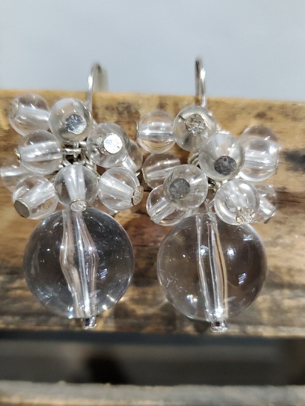 Clear Glass Cluster Drop Earrings - Women Jewelry - Picture 6 of 10
